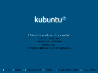 A Kubuntu telepítő menüje