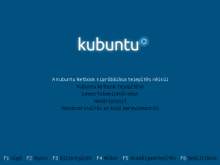 Kubuntu Netbook Remix telepítő menü